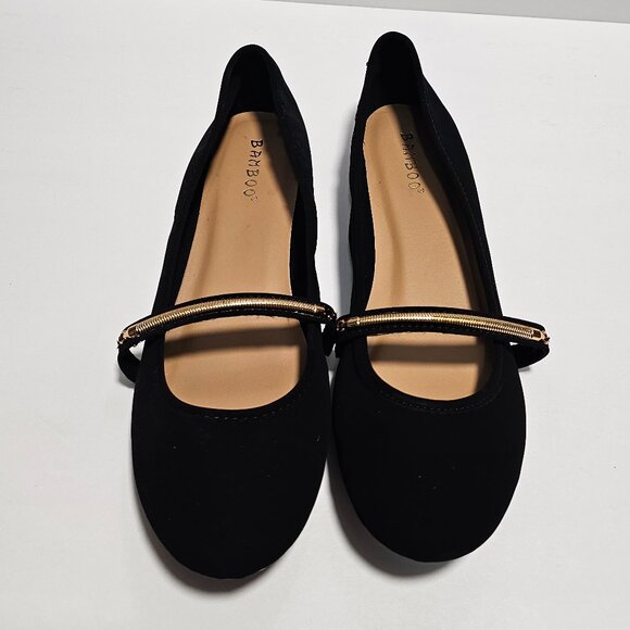 BAMBOO Shoes - New Bamboo Chantel Black Nubuck Flats 8.5